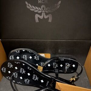 MCM Black Logo Sandals